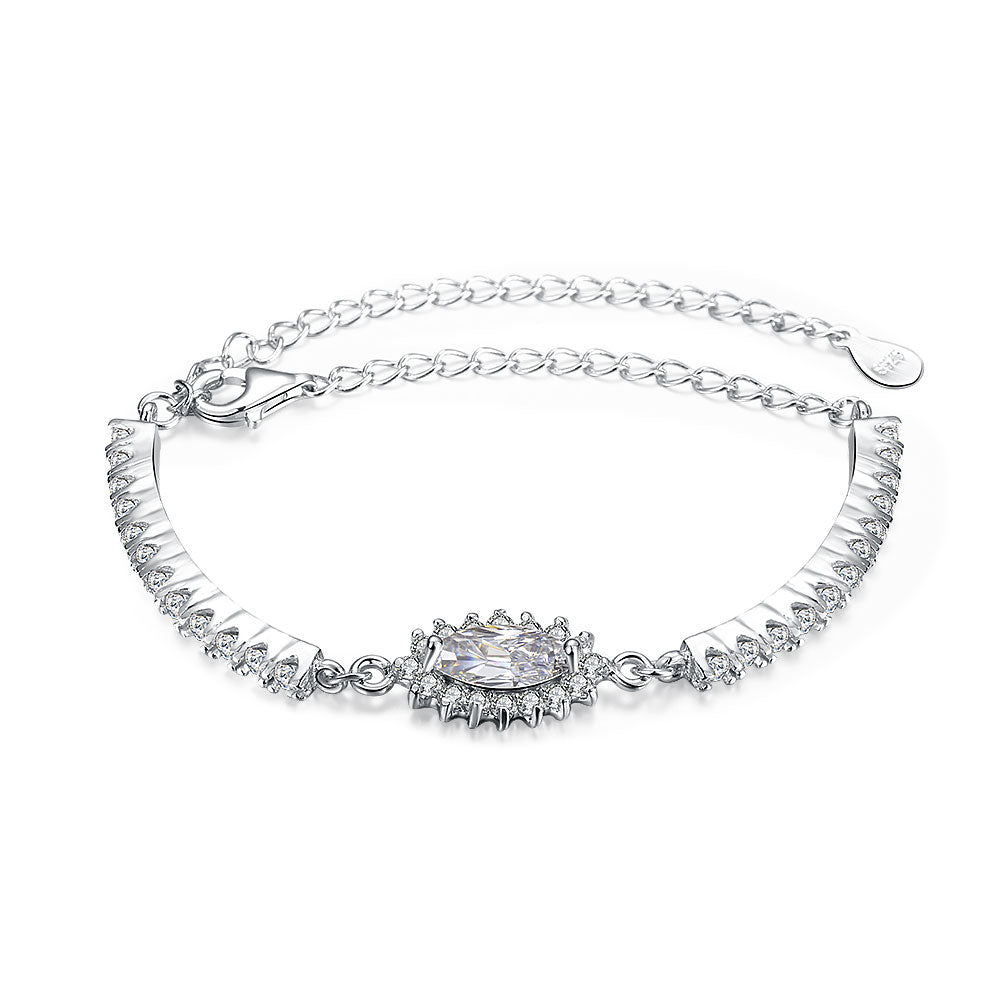 Flower Halo Pave Sterling Silver Bracelet, Bracelet, Golden NYC Jewelry, Golden NYC Jewelry jewelryjewelry deals, swarovski crystal jewelry, groupon jewelry,, jewelry for mom,