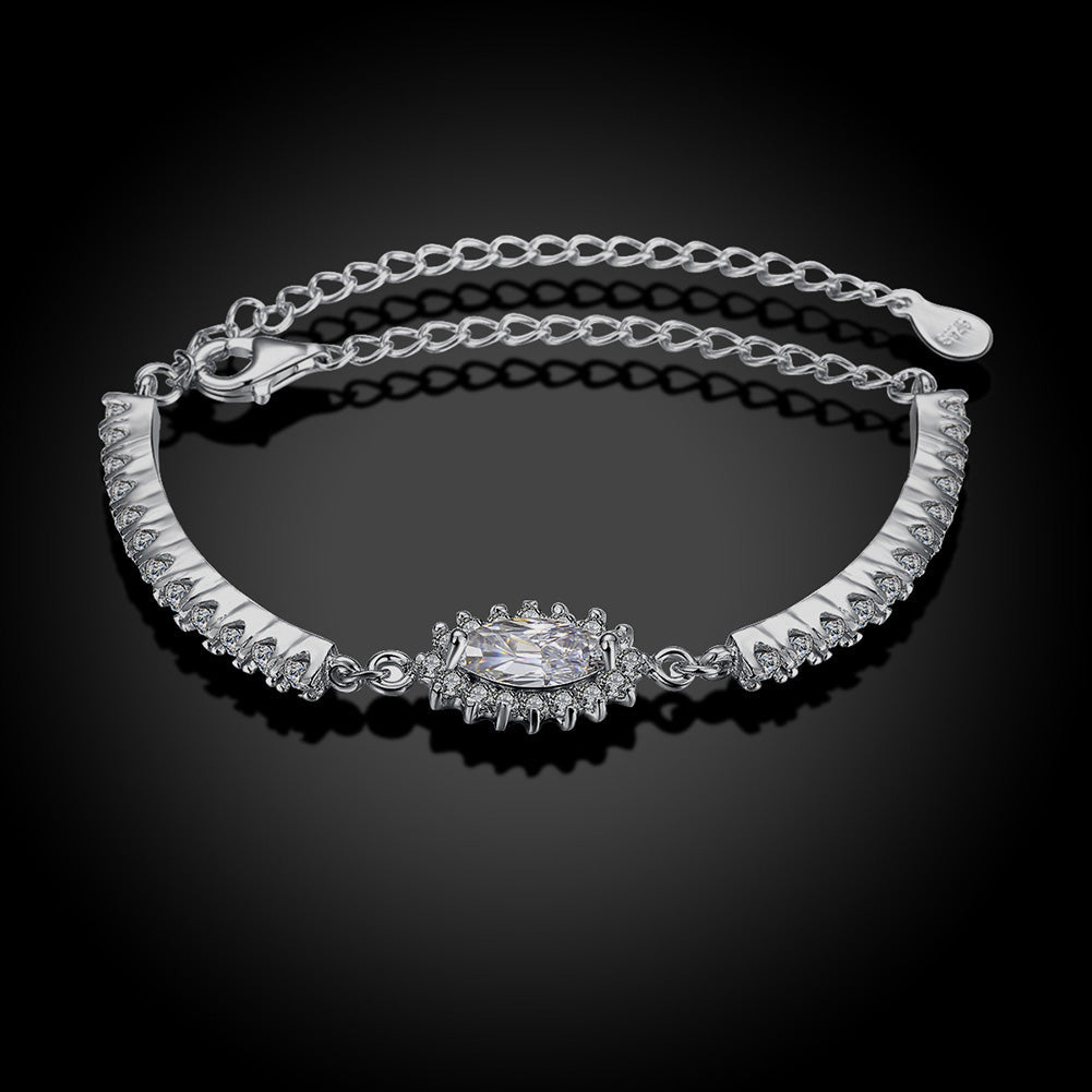 Flower Halo Pave Sterling Silver Bracelet, Bracelet, Golden NYC Jewelry, Golden NYC Jewelry jewelryjewelry deals, swarovski crystal jewelry, groupon jewelry,, jewelry for mom,