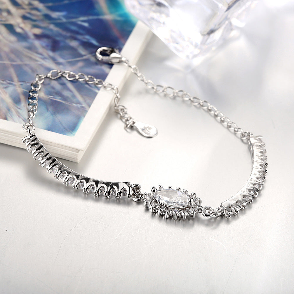 Flower Halo Pave Sterling Silver Bracelet, Bracelet, Golden NYC Jewelry, Golden NYC Jewelry jewelryjewelry deals, swarovski crystal jewelry, groupon jewelry,, jewelry for mom,