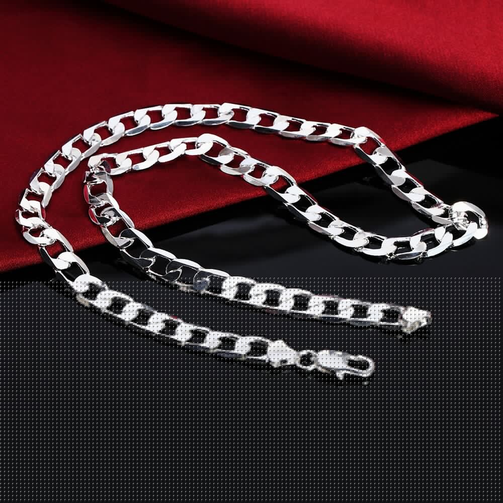 Unisex Curb Chain Silver Necklace