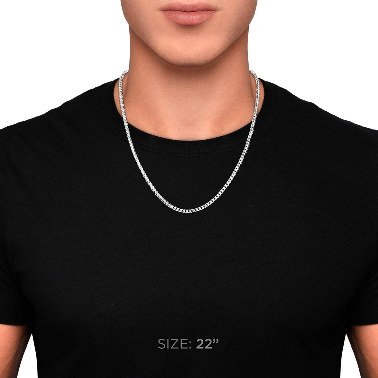 Unisex Franco Silver Chain Necklace