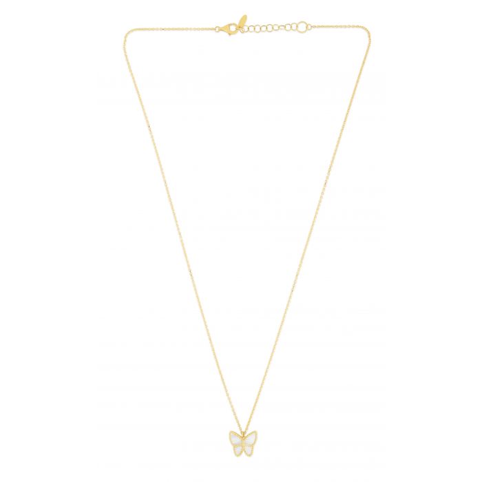 Pearl Butterfly 14k Gold Necklace