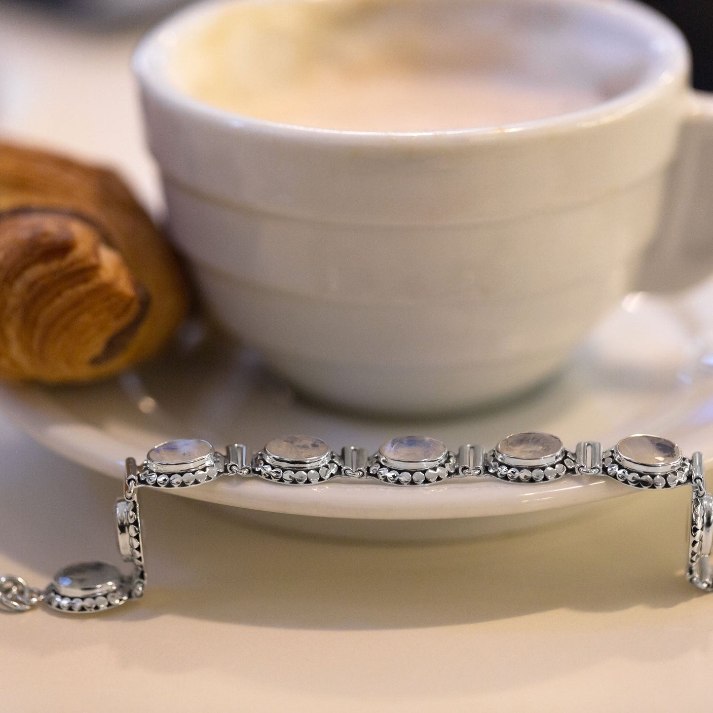 Moonstone Vintage Silver Bracelet