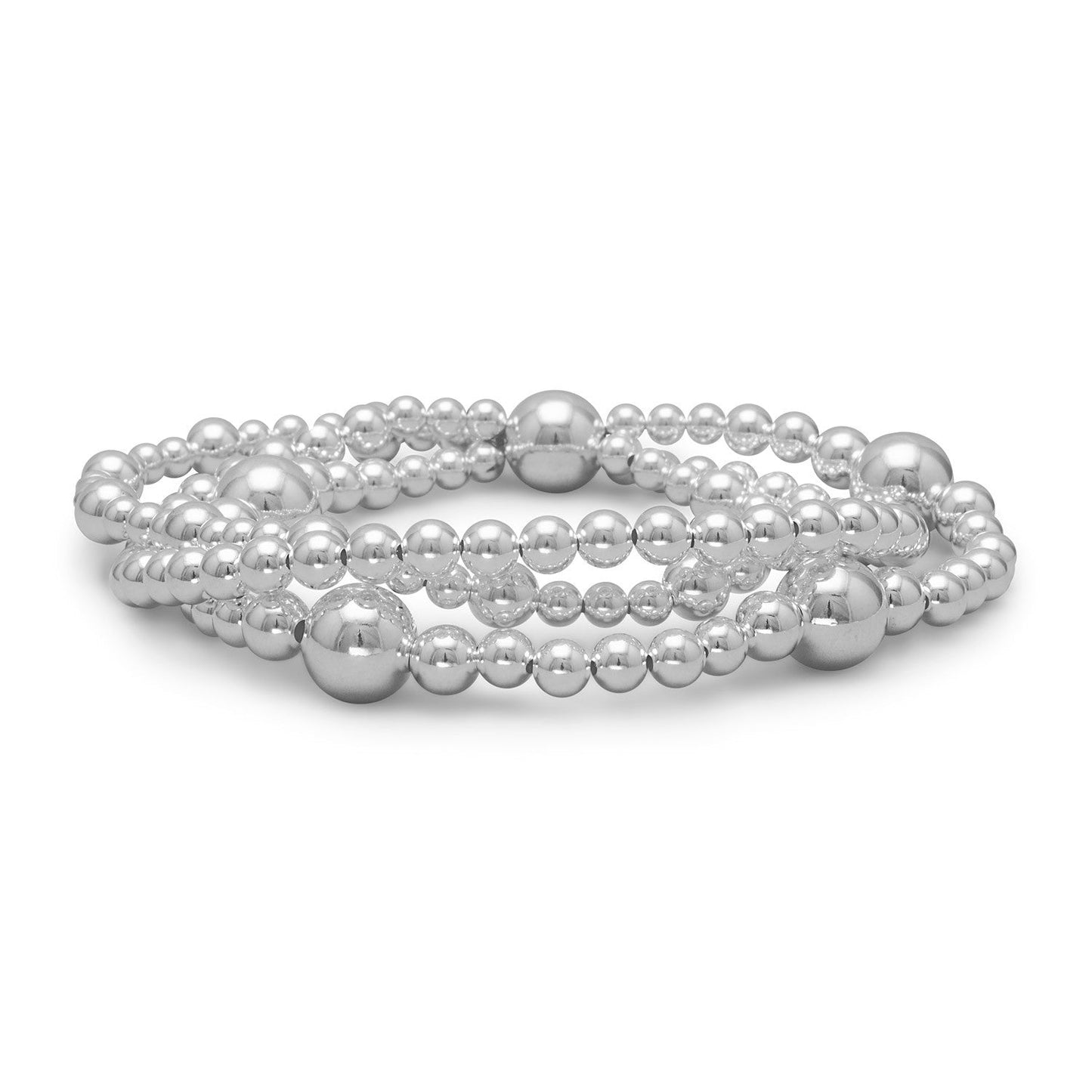 Triple Strand Silver Bead Bracelet