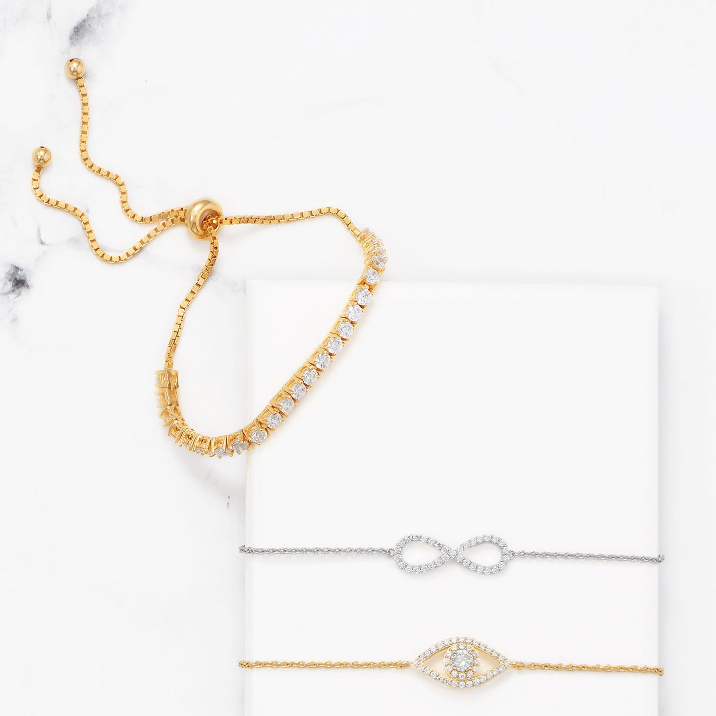 Infinity CZ Charm Bolo Silver Bracelet