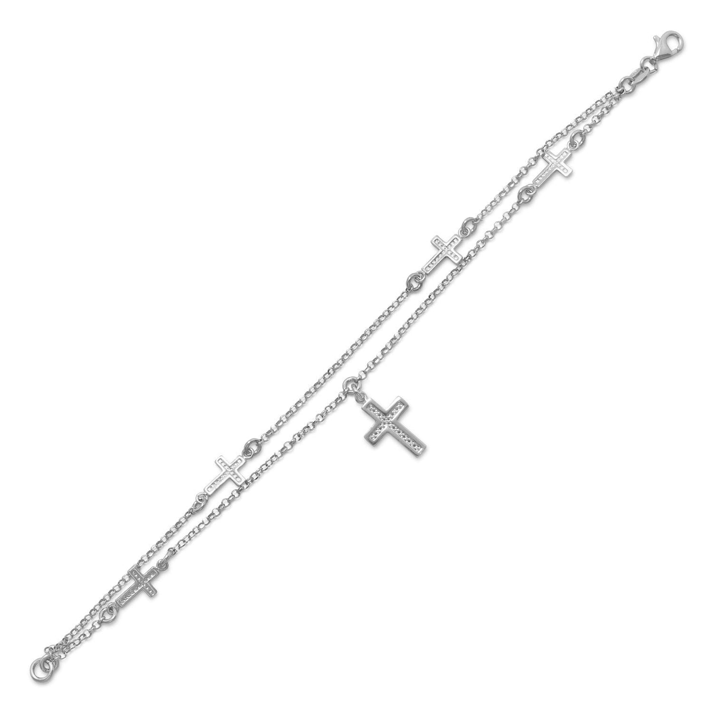 Cross Charm Silver Bracelet