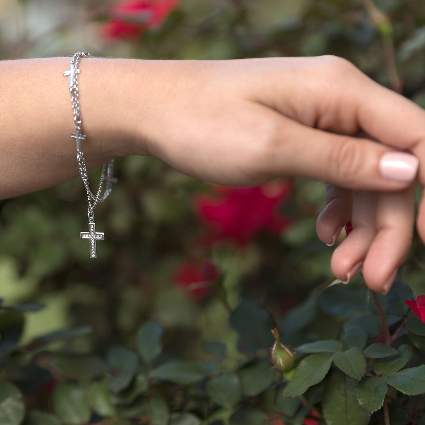 Cross Charm Silver Bracelet