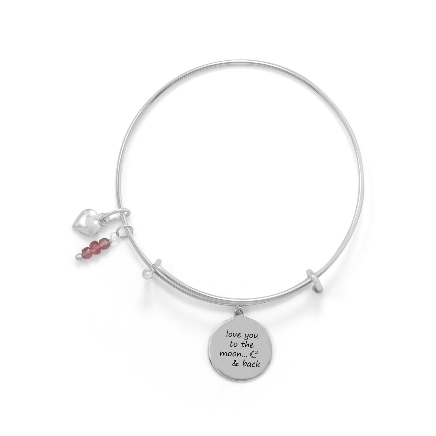 "Love You To The Moon And Back" Charm Bangle Bracelet