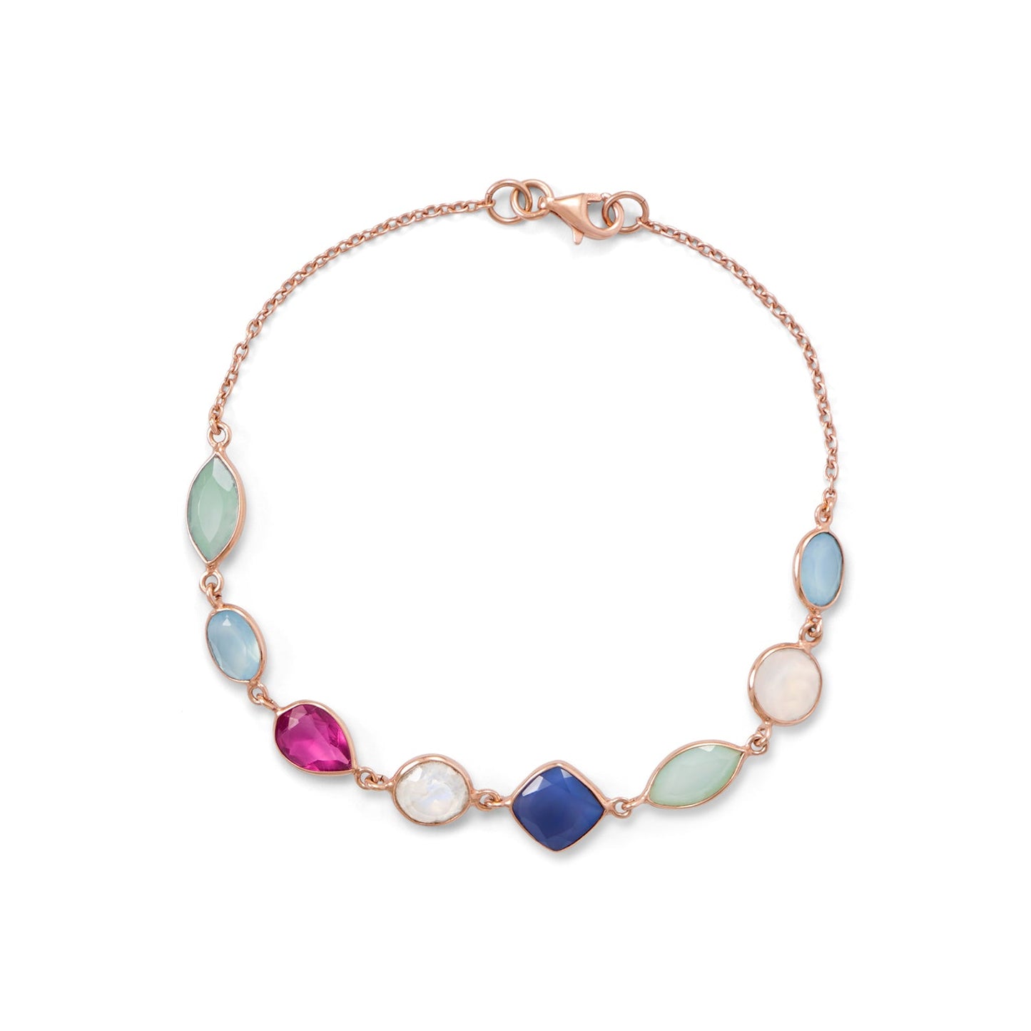 14 Karat Rose Gold Plated Multi Gemstone Bracelet