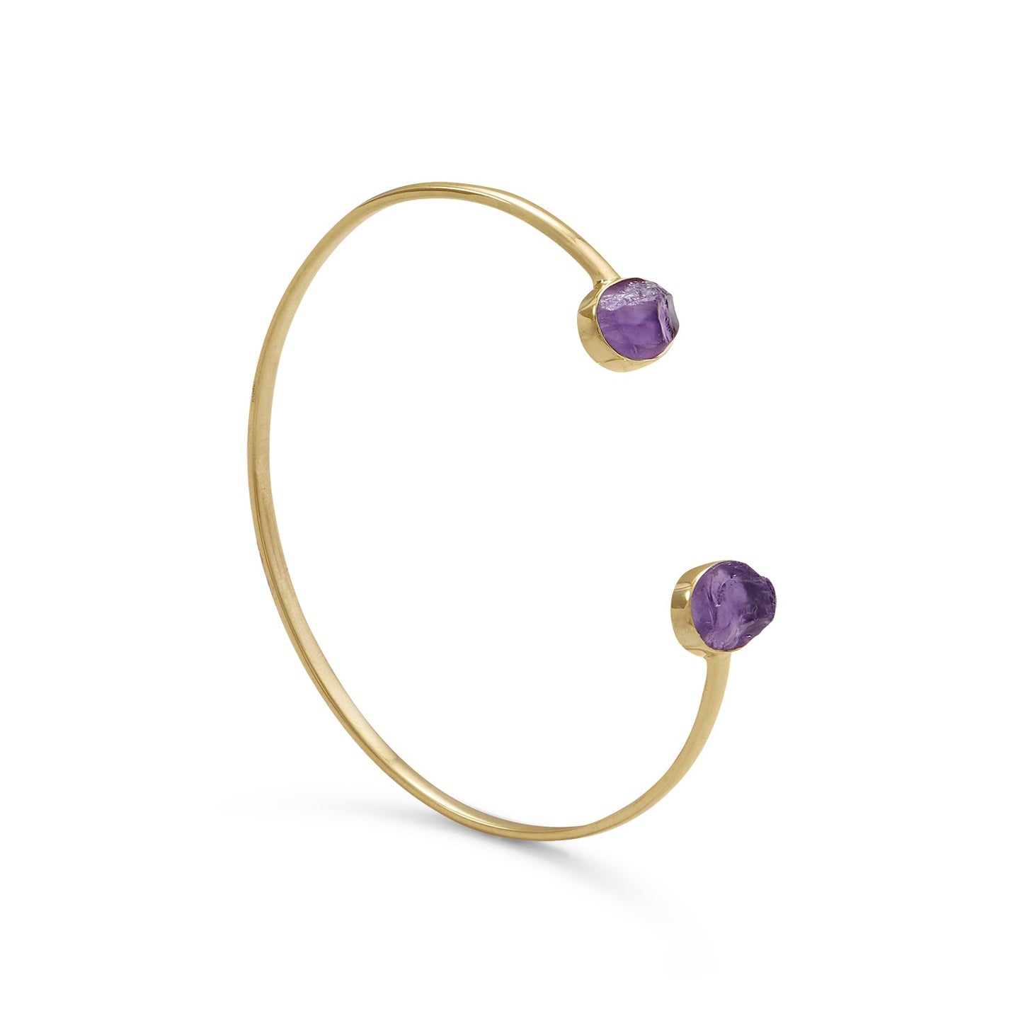 Amethyst Open Bracelet Cuff in Vermeil Gold