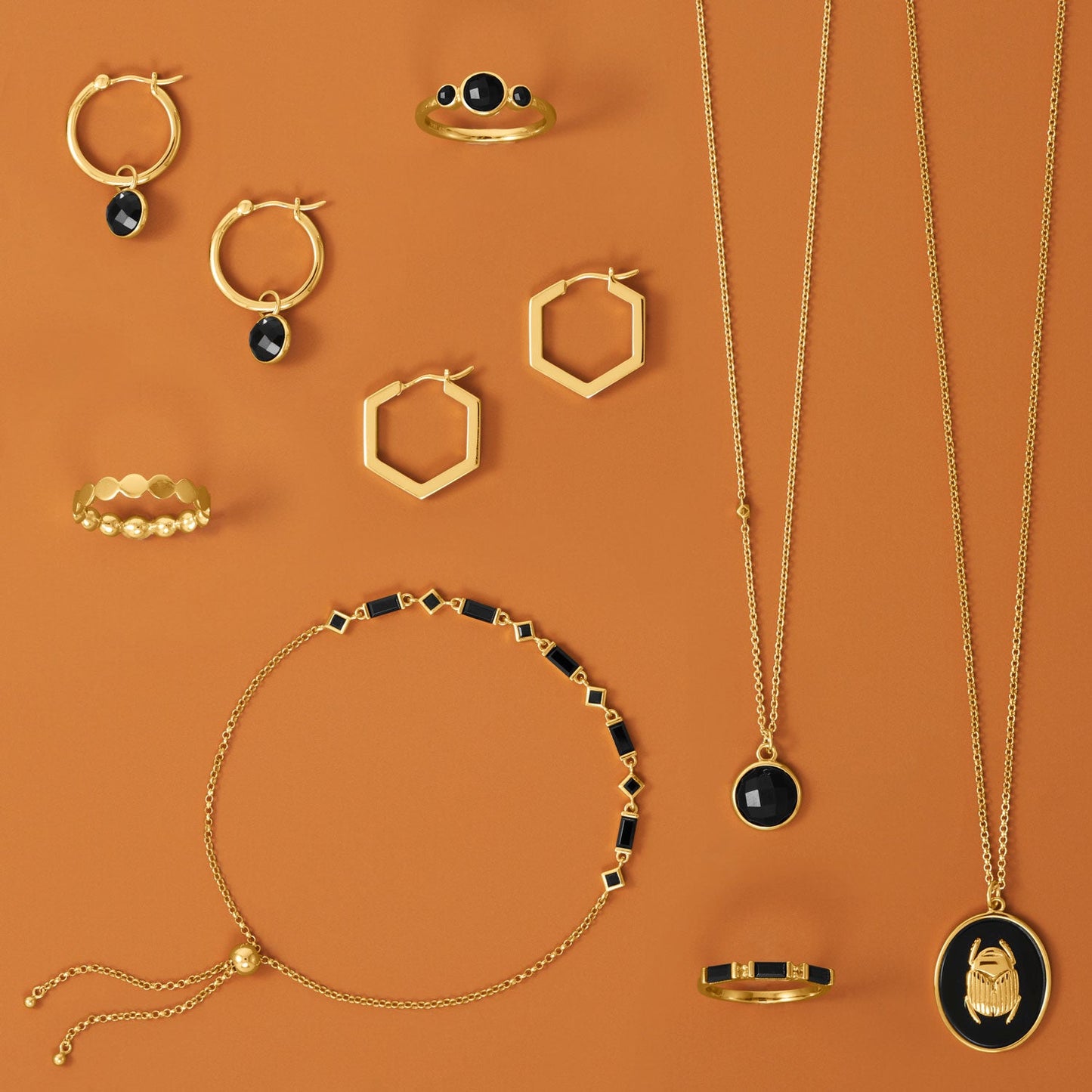 Black Onyx Vermeil Gold Necklace