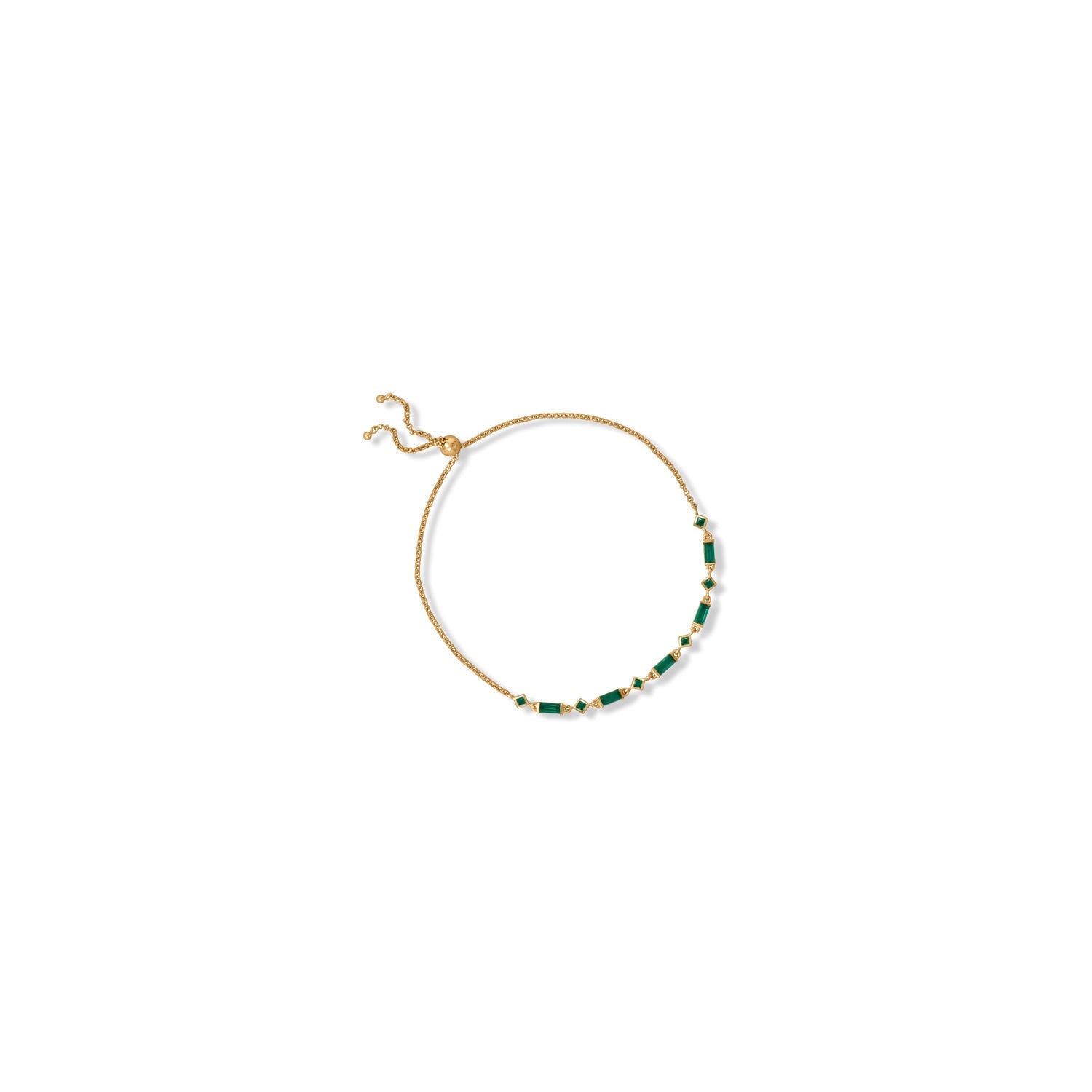 Bodacious Baguettes! 14 Karat Gold Plated Green CZ Bolo Bracelet