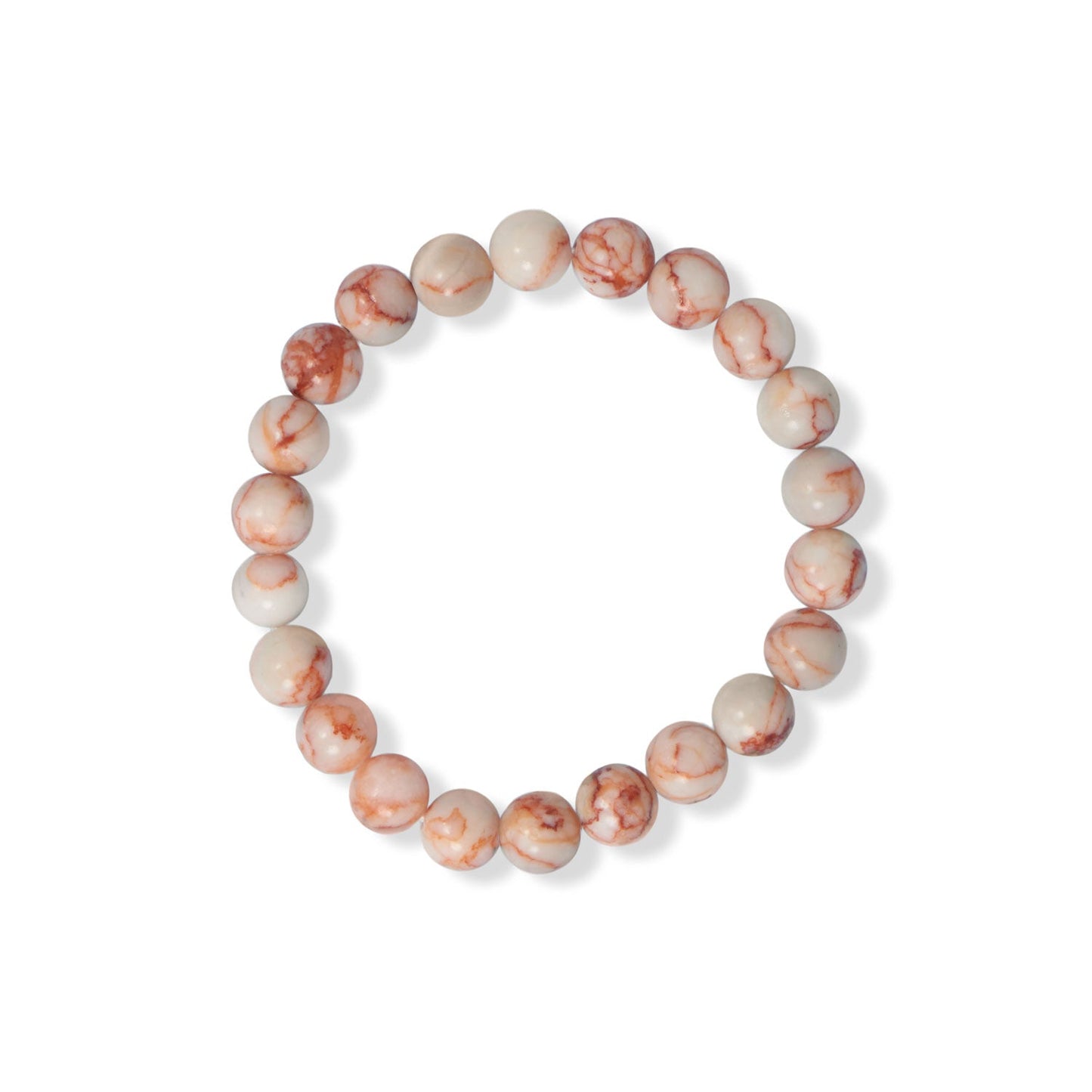 8mm Round Red Veined Jasper Stretch Bracelet