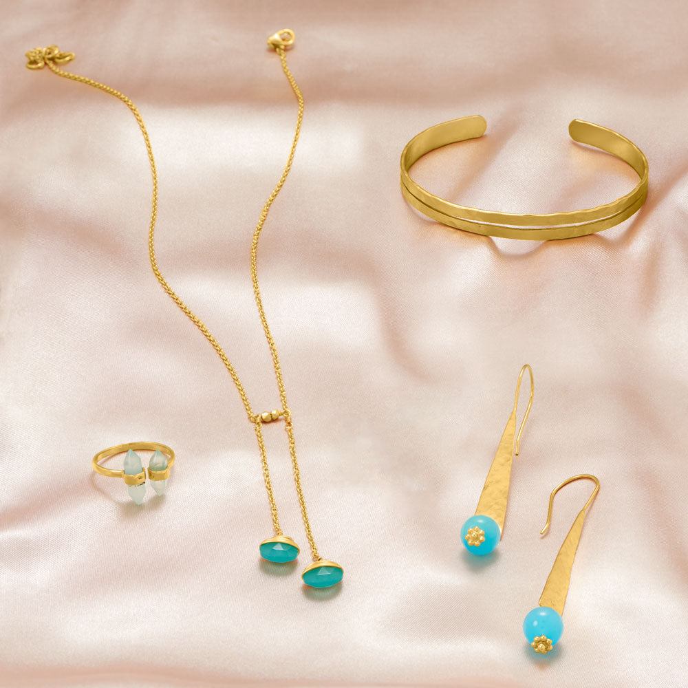 Lariat Chalcedony Vermeil Gold Necklace