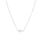 16" + 2" Rhodium Plated CZ Sideways Cross Necklace
