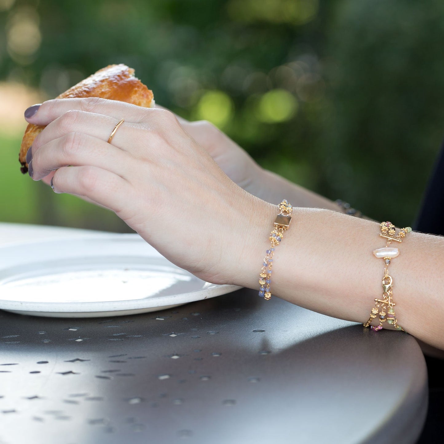 Oval Citrine Tanzanite Charm Bracelet