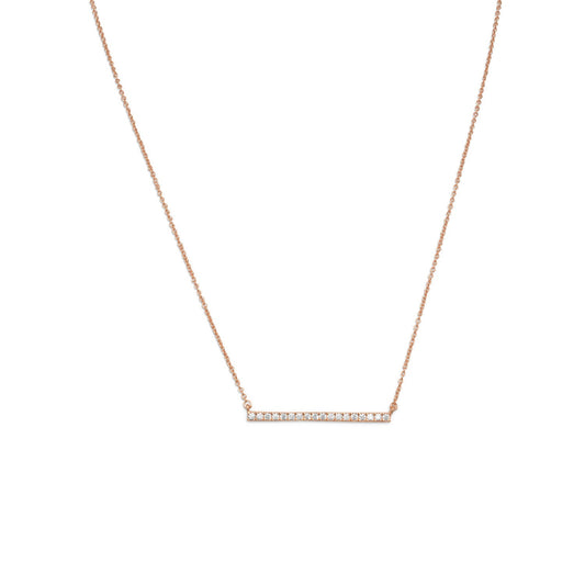 14 Karat Rose Gold Plated CZ Bar Necklace