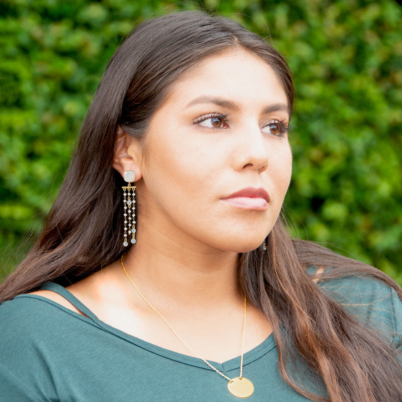 Moonstone & Blue Topaz Drop Earrings in Vermeil Gold