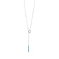 Rhodium Plated Nano Turquoise CZ Drop Lariat Necklace