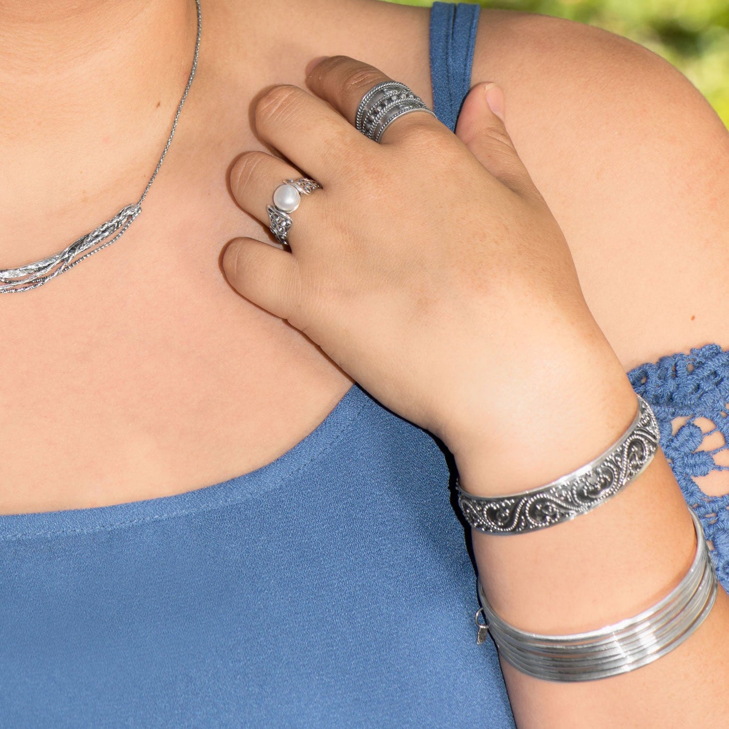 Bali Hand Made Filigree Silver Cuff Bracelet