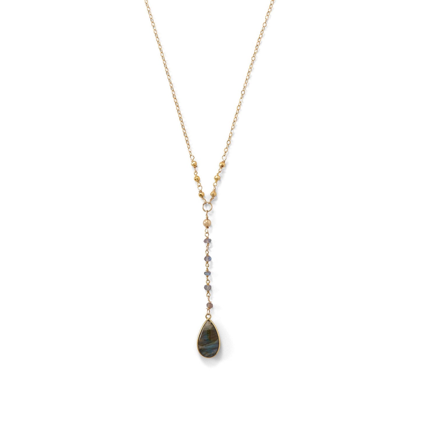 14 Karat Gold Plated Labradorite Drop Necklace