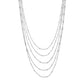Rhodium Plated Five Strand Satellite Chain Necklace