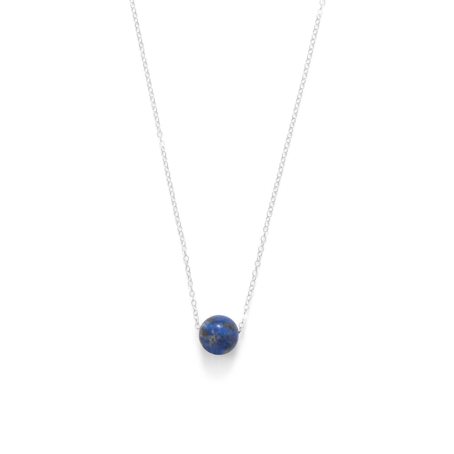 16" + 2" Floating Lapis Bead Necklace