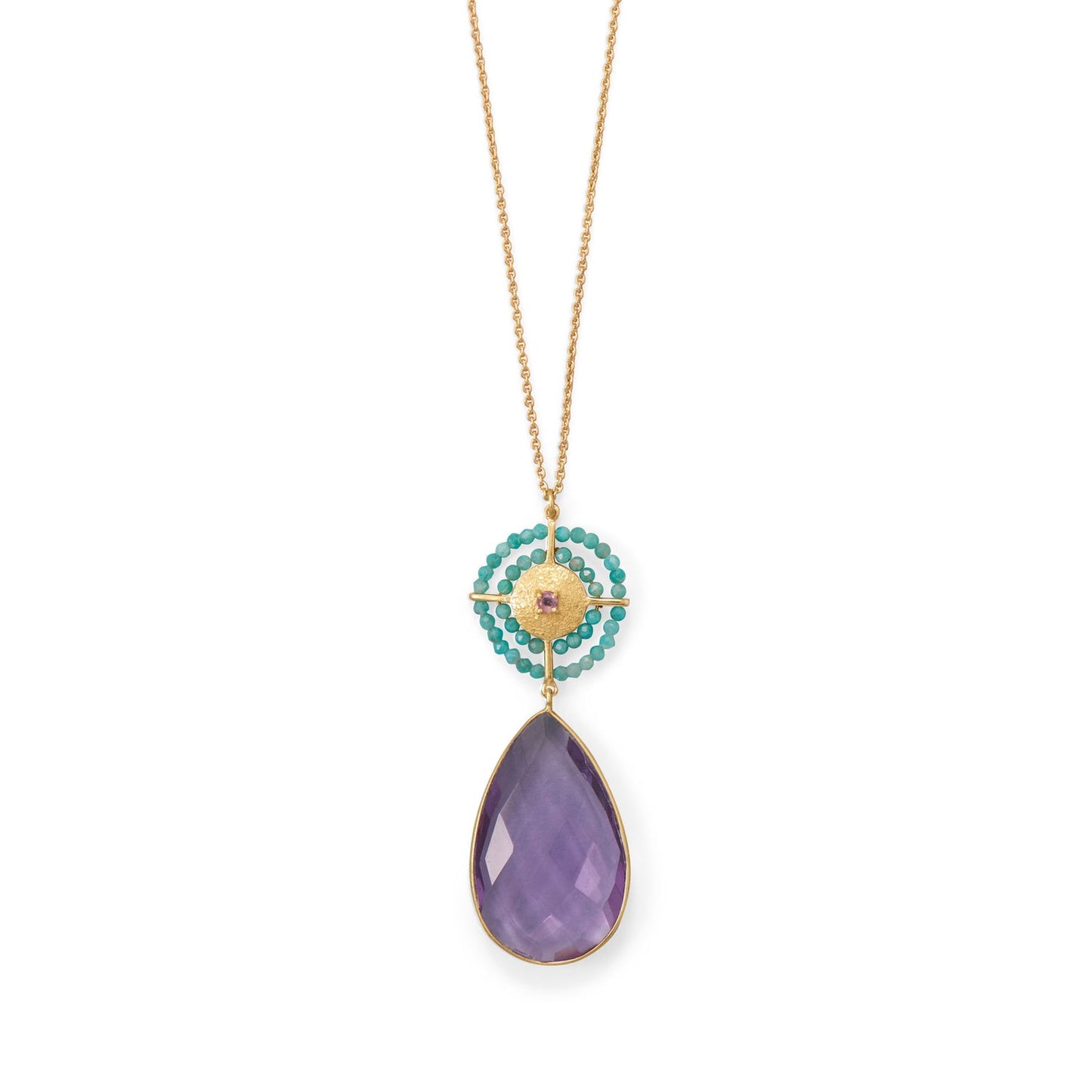 Amethyst with Amazonite Necklace in Vermeil Gold