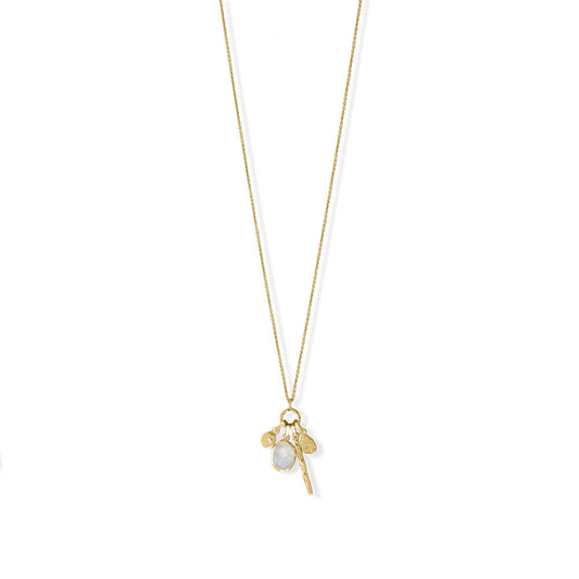 26" + 2" 14 Karat Gold Plated Charm Drop Necklace