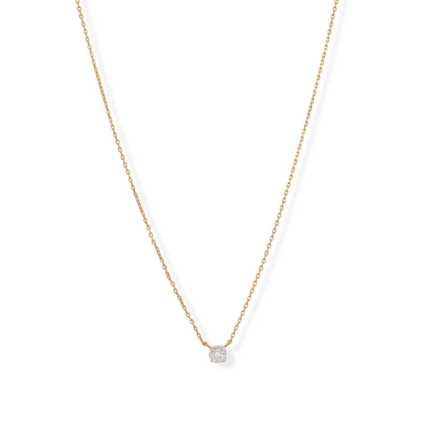 16" + 2" 14 Karat Gold Plated 5mm CZ Necklace