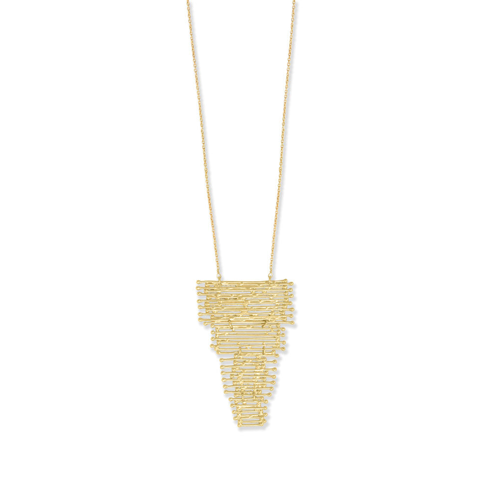 32" 14 Karat Gold Plated Stacked Bar Drop Necklace