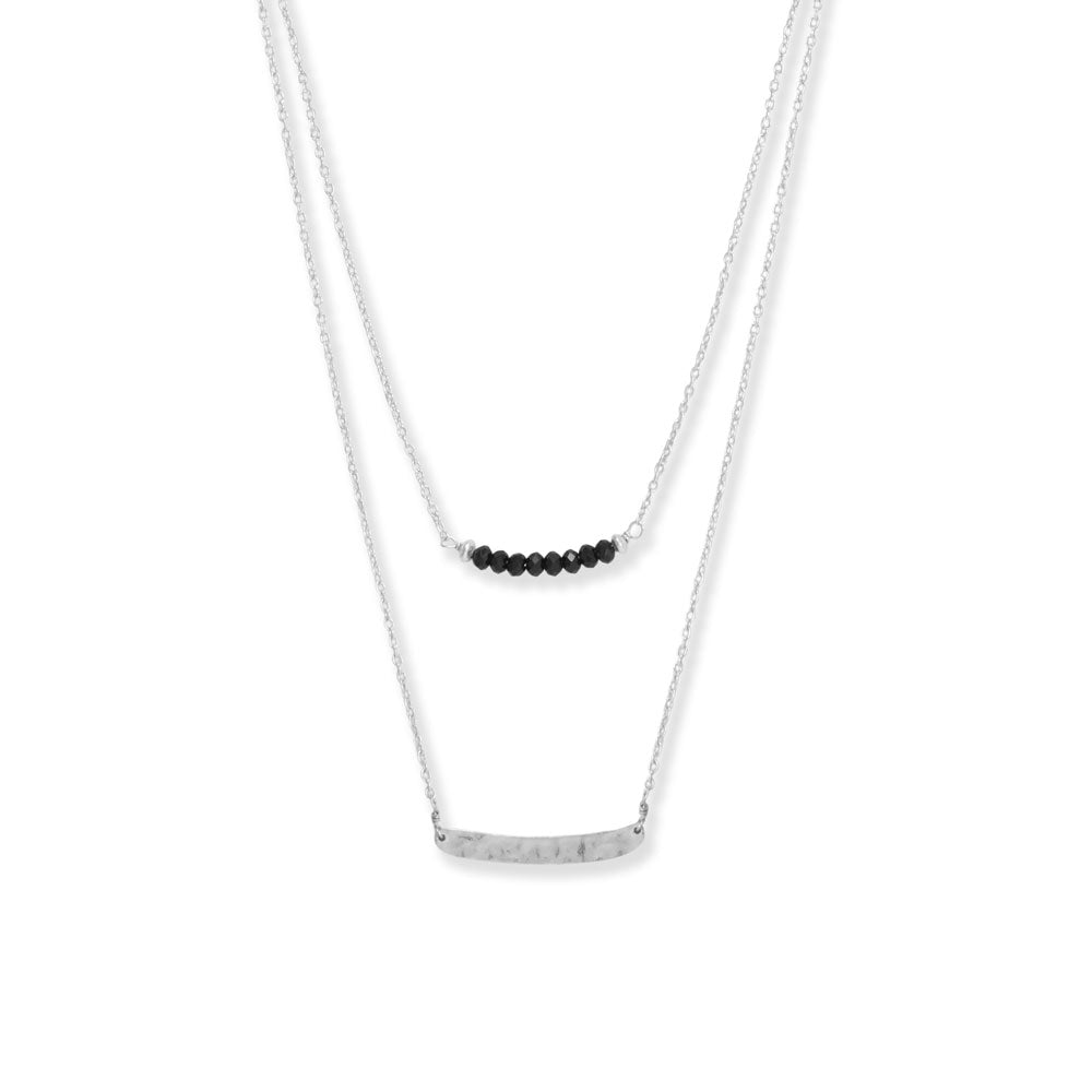 16" Double Strand Black Onyx and Curved Bar Necklace