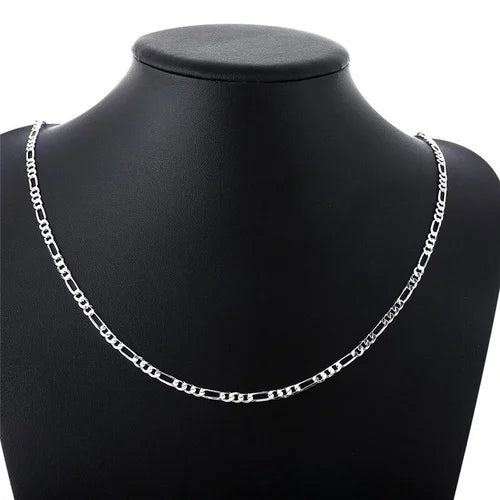 Unisex Silver Figaro Chain Necklace