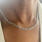 Unisex Silver Figaro Chain Necklace