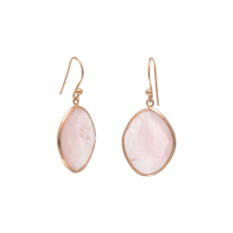 14 Karat Rose Gold Plated Rose Quartz Earrings