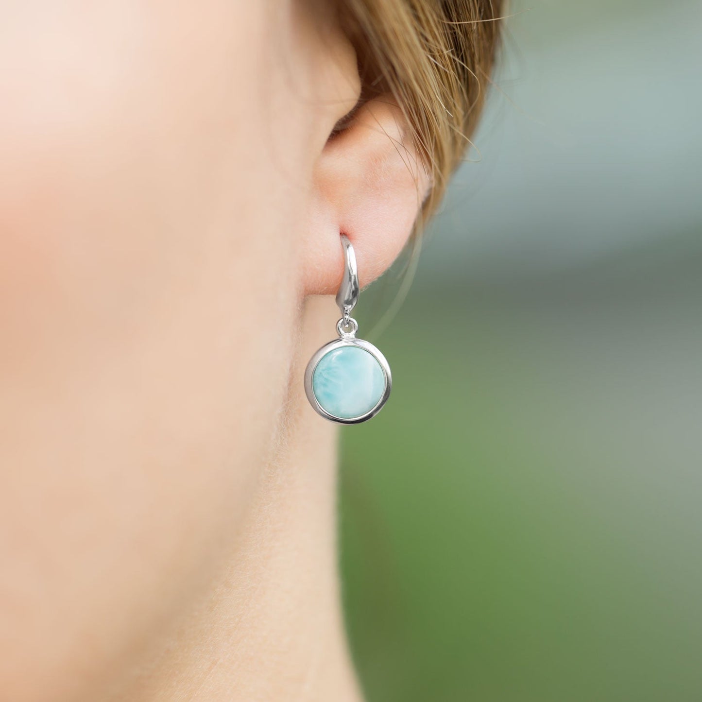 Larimar Drop Silver Earrings