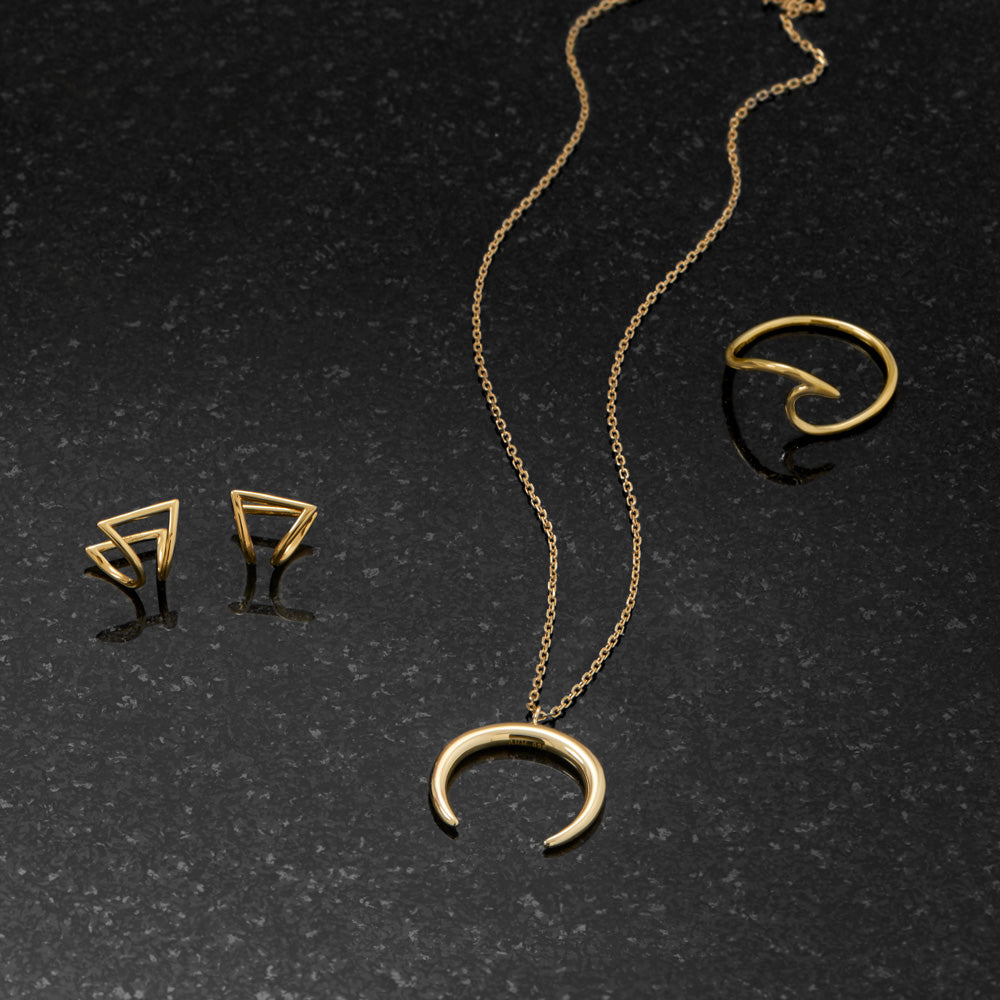 Moon Crescent Vermeil Gold Necklace