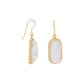 14 Karat Gold Plated Rainbow Moonstone with CZ Edge Earrings