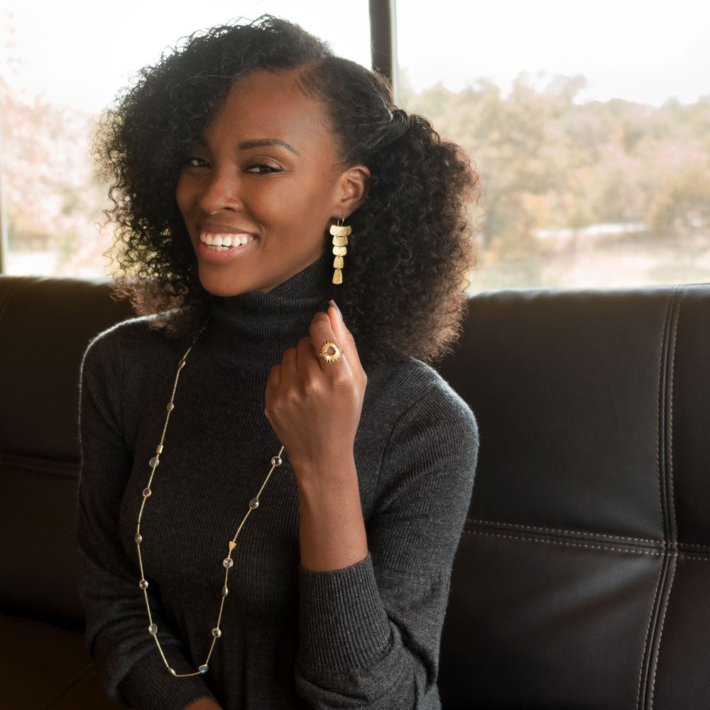 Textured Cascading Vermeil Gold Earrings