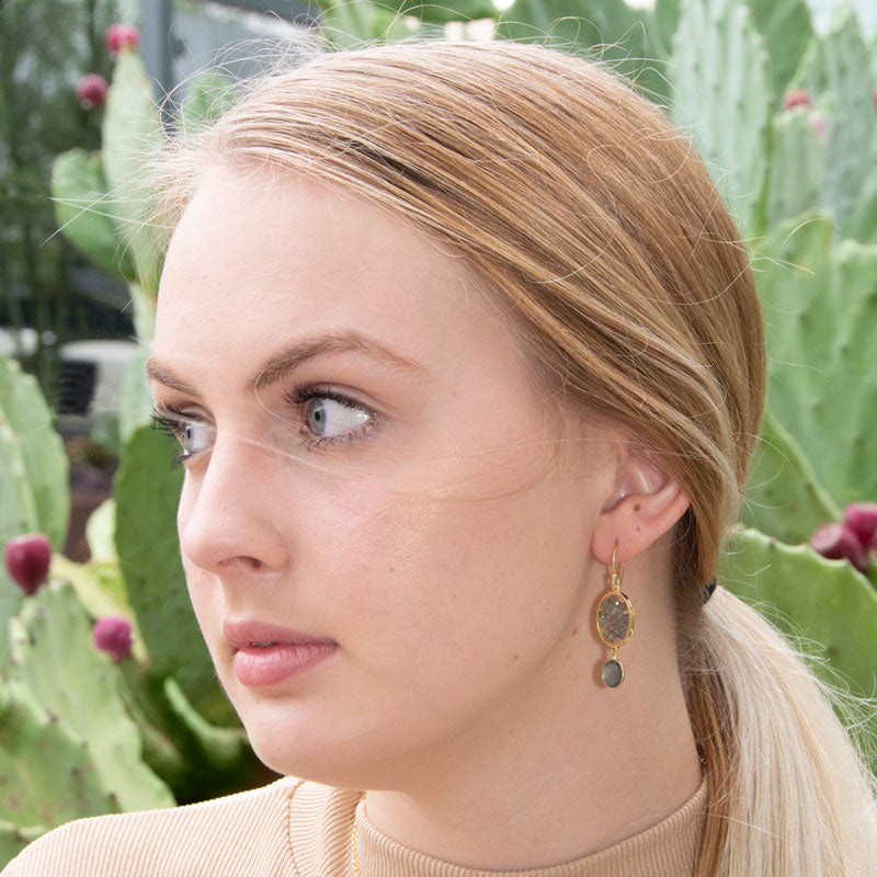 Labradorite French Wire Earrings in Vermeil Gold