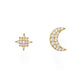 Moon & Star CZ Stud Vermeil Gold Earrings