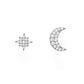 Moon & Star CZ Stud Silver Earrings