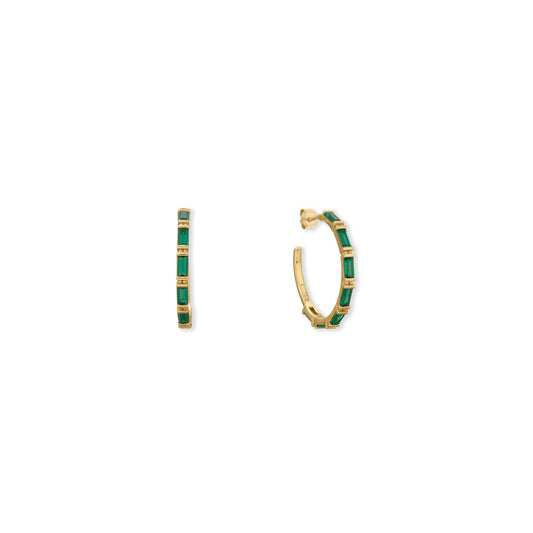 Bodacious Baguettes! Green Baguette CZ 3/4 Hoop Earrings