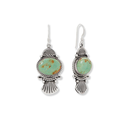 Amazing Artistry! Native American Turquoise and Fan Design Earrings