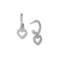 Heart Charm Hoop Pave Earrings