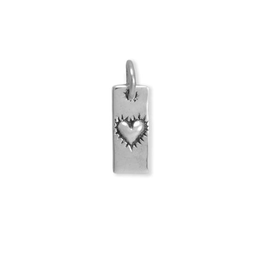 Oxidized Heart Tag Charm