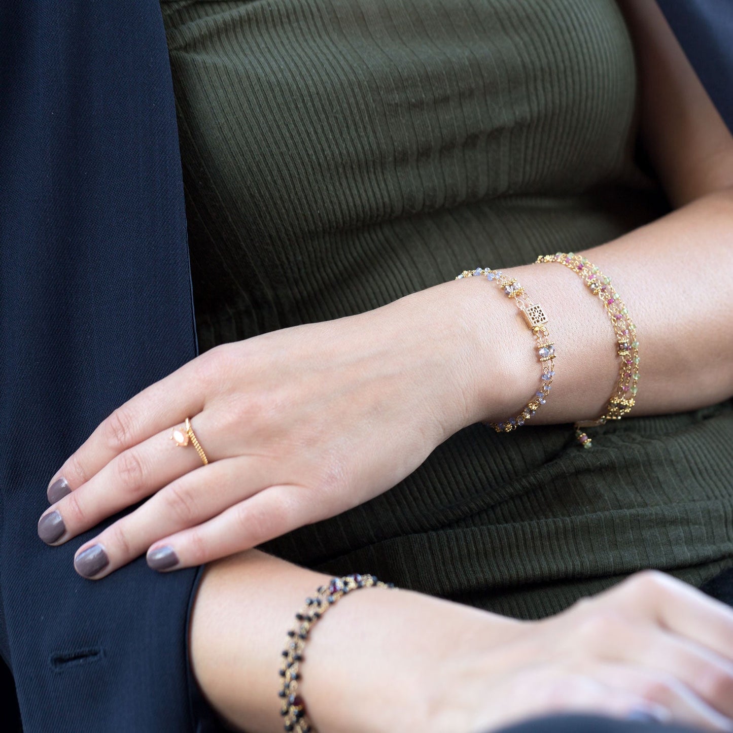 Oval Citrine Tanzanite Charm Bracelet