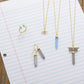 Blue Chalcedony Pencil Necklace in Vermeil Gold