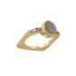 Gray Moonstone with Diamond  Square Ring in Vermeil Gold