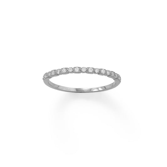 Rhodium Plated Thin CZ Ring